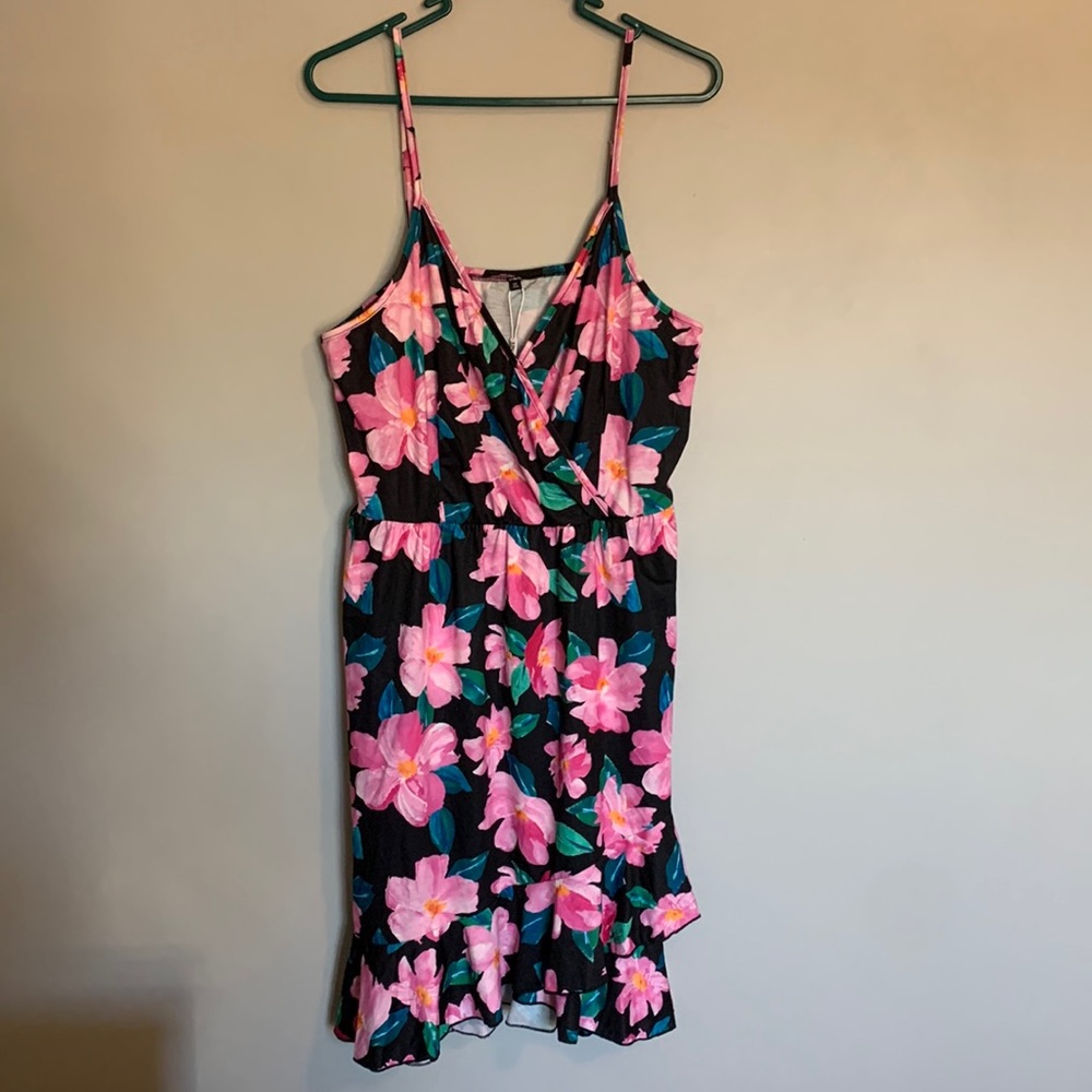 Black Colorful Floral Sleeveless Dress